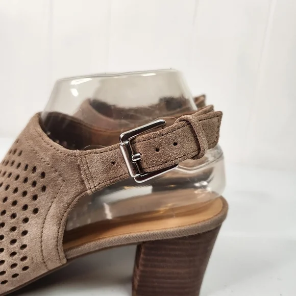 Franco Sarto Mandi 2 Beige Suede Leather Open Toe Heel Slingback Shoes Size 7.5 - Picture 4 of 11